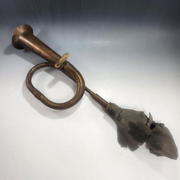 Brass Auto Car Bulb Horn w Mounts Single Twist Trumpet VTG Star Mark Pakistan - Picture 5 of 10